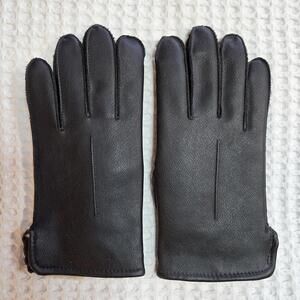 Ritzee Wells Lamont Chicago Black Dress Leather Gloves Fur Lining Mens Large Vtg